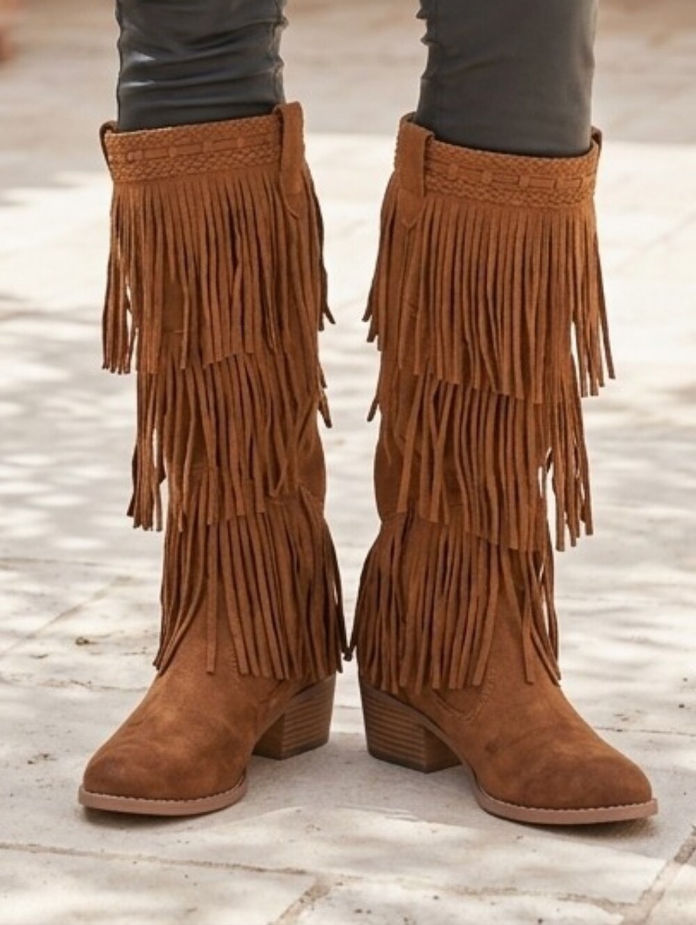 Fringe Knee High Boots 8.5